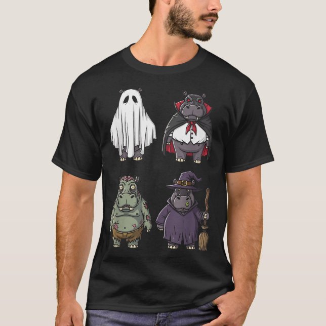 Hippo Witch Zombie Halloween-Kostüm T-Shirt (Vorderseite)