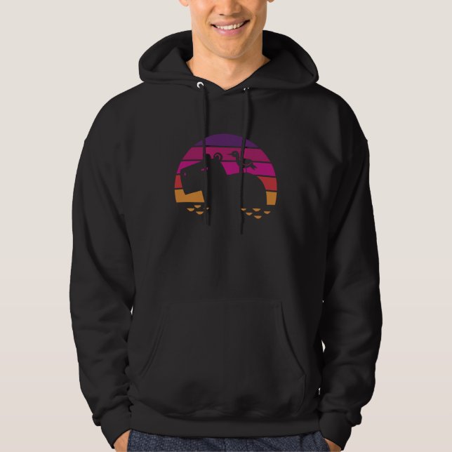 Hippo with bird on the back  colourful rainbow mot hoodie (Vorderseite)