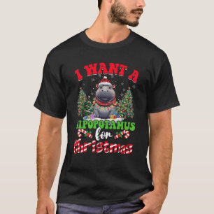 Hippo Xmas Tree Lights Ich Wollte einen Hippopotam T-Shirt