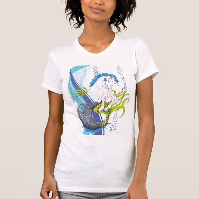 Hippocampus (Schädel) mit abstrakter technologisch T-Shirt (Vorderseite)