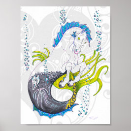 Hippocampus (Schädel) mit grauem Herzen Poster