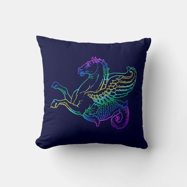 Hippocampus Vintag Art Pillow Kissen (Vorderseite)