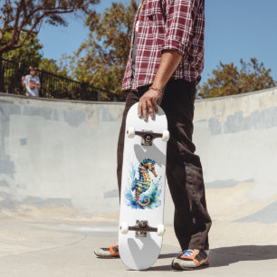 Hippocampus Watercolor Skateboard