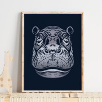Hippopotamus African Print | Bold Hippopotamus Art
