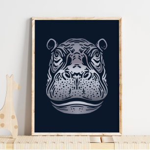 Hippopotamus African Print   Bold Hippopotamus Art Poster