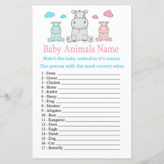 Hippopotamus Baby Animals Name Spiel