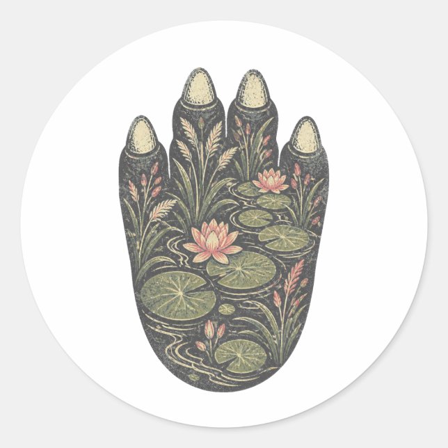 Hippopotamus Botanical Footprint Nature Sticker (Vorderseite)