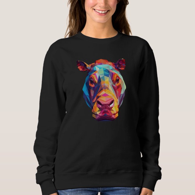 Hippopotamus Cute Hippo Geometric Zoo Animal 1 Sweatshirt (Vorderseite)