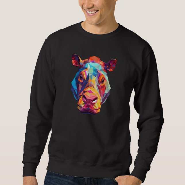 Hippopotamus Cute Hippo Geometric Zoo Animal 1 Sweatshirt (Vorderseite)