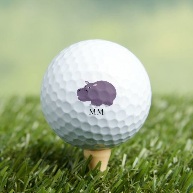 Hippopotamus-Design mit Monogramm Golfball (Insitu T-Shirt)