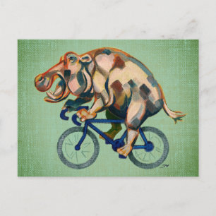 Hippopotamus Fahrradfahren Postkarte