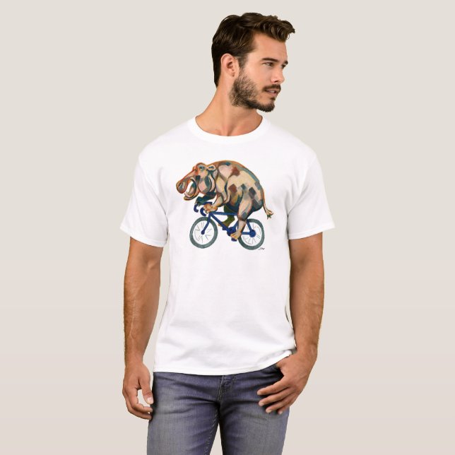 Hippopotamus Fahrradfahren T-Shirt (Vorne ganz)