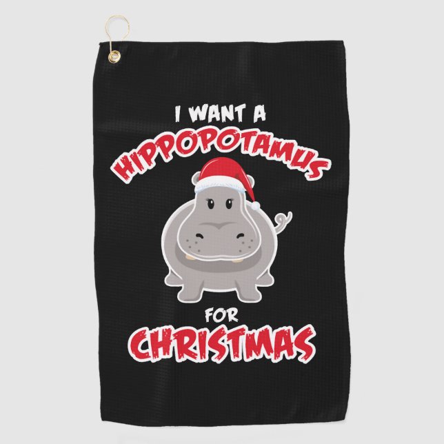 Hippopotamus For Christmas Gift Christmas Golfhandtuch (Vorderseite)