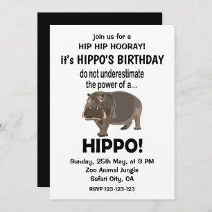 Hippopotamus Funny Niedlich Hippo Geburtstag Einladung