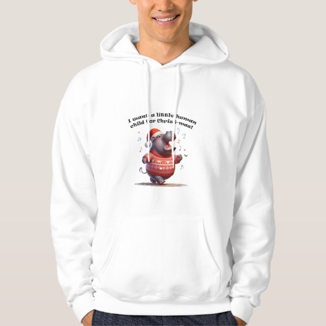 Hippopotamus für den Weihnachtsvorrat Hoodie (Vorderseite)