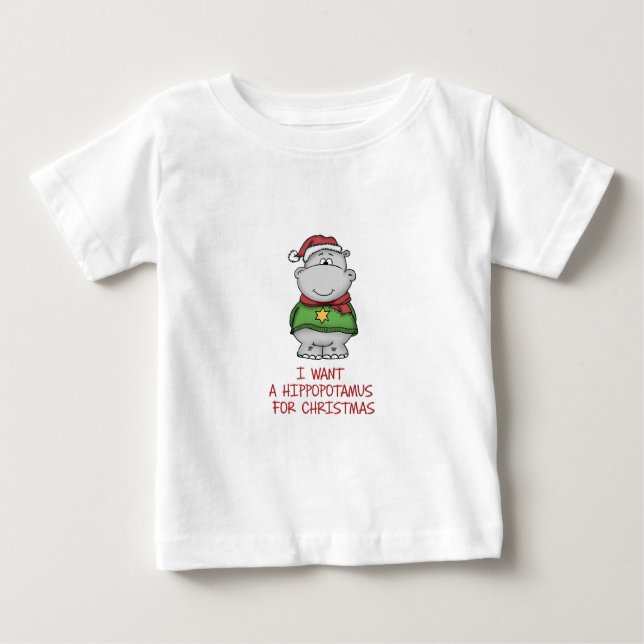 Hippopotamus für Weihnachten - niedlicher Baby T-shirt (Vorderseite)