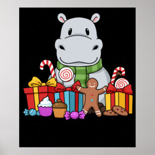 Hippopotamus Gaben Kinder Weihnachten Hippo Poster