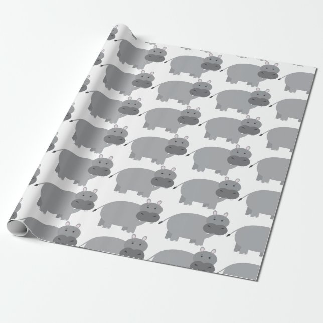 Hippopotamus Geschenkpapier (Ungerollt)