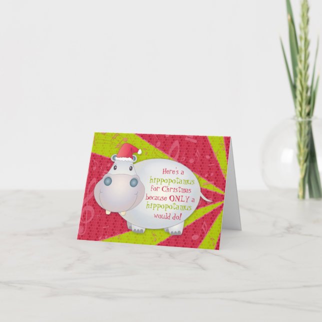 Hippopotamus Hippo Christmas Xmas Greeting Card Feiertagskarte (Vorderseite)