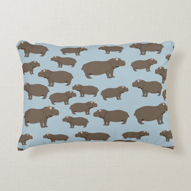 Hippopotamus Hippo Pattern Dekokissen (Vorderseite)