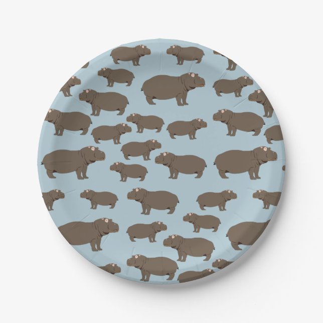 Hippopotamus Hippo Pattern Pappteller (Vorderseite)