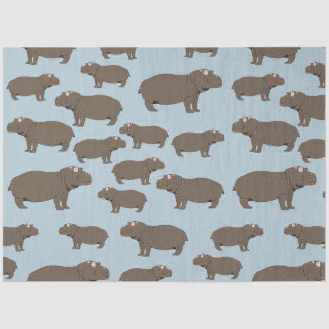 Hippopotamus Hippo Pattern Seidenpapier (Vorderseite)