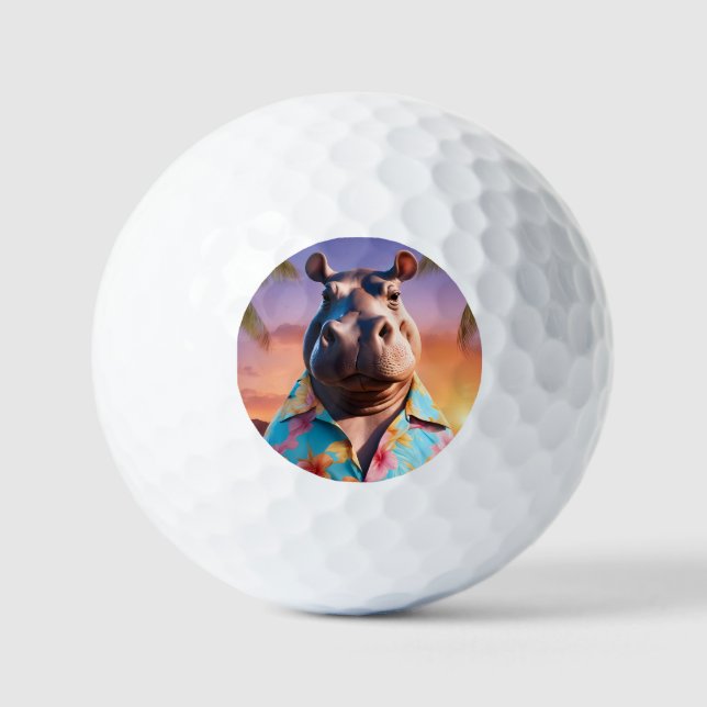 Hippopotamus Holiday Golfball (Vorderseite)