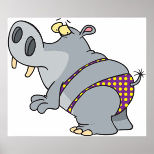 Hippopotamus in einem Bikini Poster