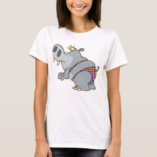 Hippopotamus in einem Bikini T-Shirt