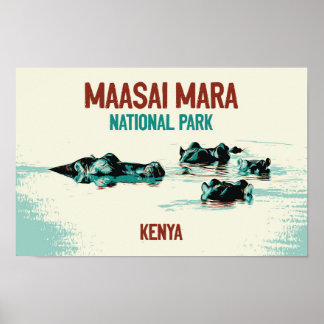 Hippopotamus in Kenia im Maasai Mara Nationalpark Poster