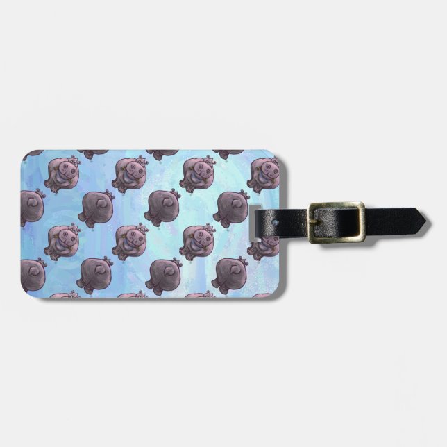 Hippopotamus-Kopf-und Schwanz-Muster Gepäckanhänger (Vorderseite horizontal)