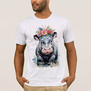 Hippopotamus mit einer Blume T-Shirt