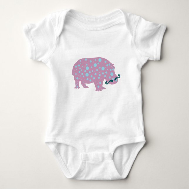 Hippopotamus mustache Baby Jersey Bodysuit White Strampler (Vorderseite)