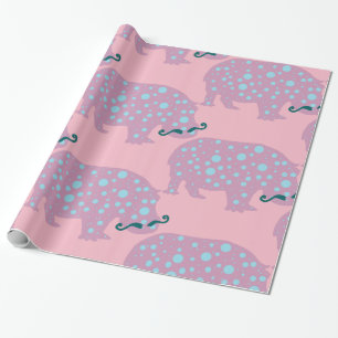 Hippopotamus mustache glänzendes Wrapping Paper Geschenkpapier