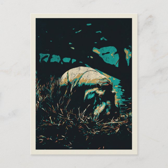 Hippopotamus, nah zu einem Fluss, Hippo Postkarte (Vorderseite)
