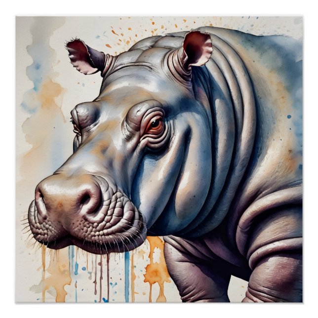 Hippopotamus no 1 Glossy Poster (Vorderseite)