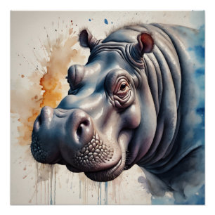 Hippopotamus no 2 Glossy Poster