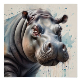 Hippopotamus no 3 Glossy Poster