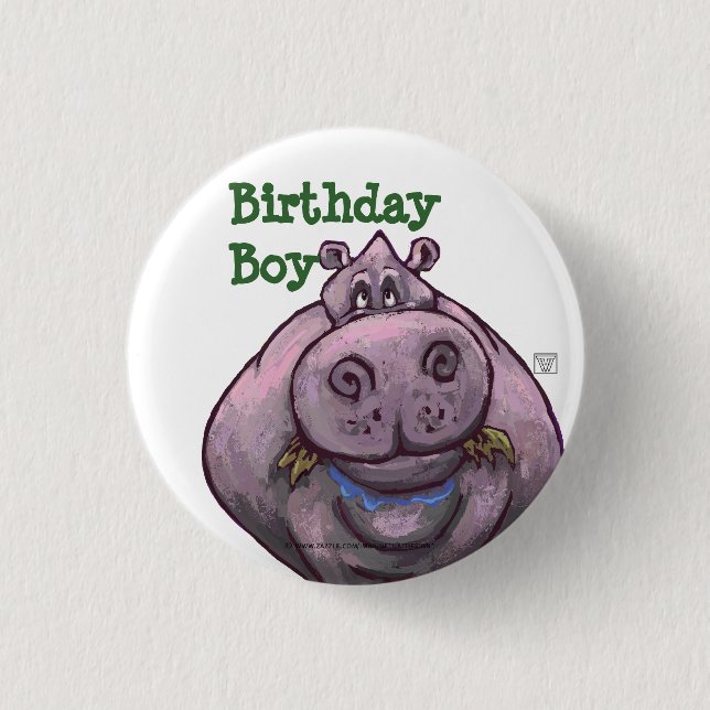 Hippopotamus-Party-Mitte Button (Vorderseite)