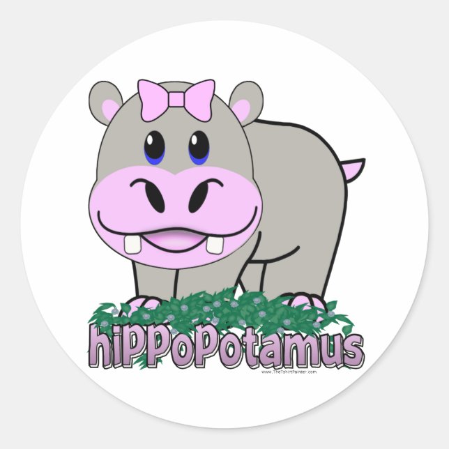 Hippopotamus Runder Aufkleber (Vorderseite)