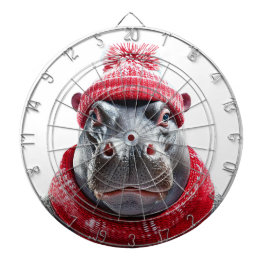Hippopotamus Scarf and Beany  Dartscheibe
