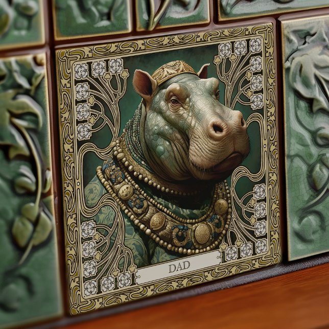 Hippopotamus Spirit Personalizable-Name Fliese (Von Creator hochgeladen)