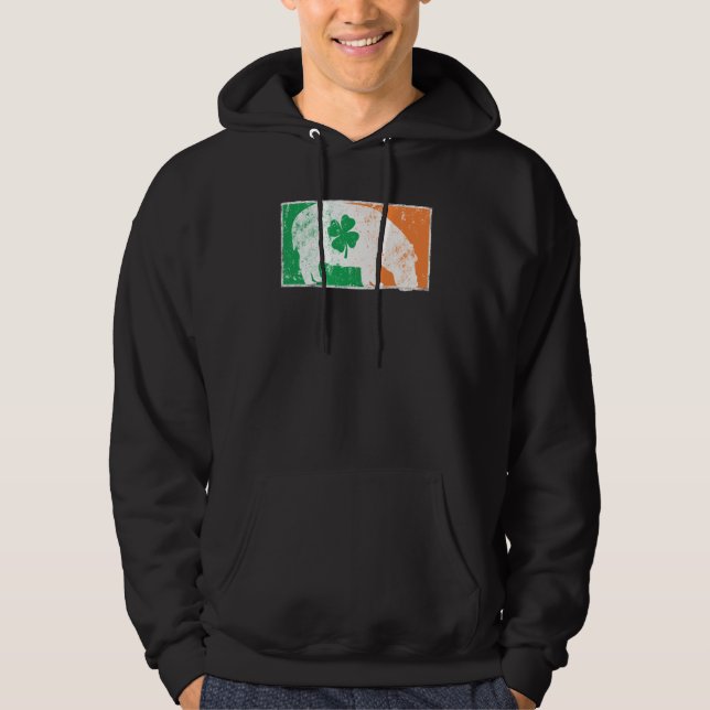 Hippopotamus St Patrick's Day Irish Flag C Distres Hoodie (Vorderseite)
