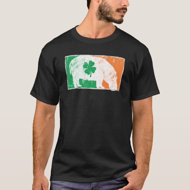 Hippopotamus St Patrick's Day Irish Flag C Distres T-Shirt (Vorderseite)