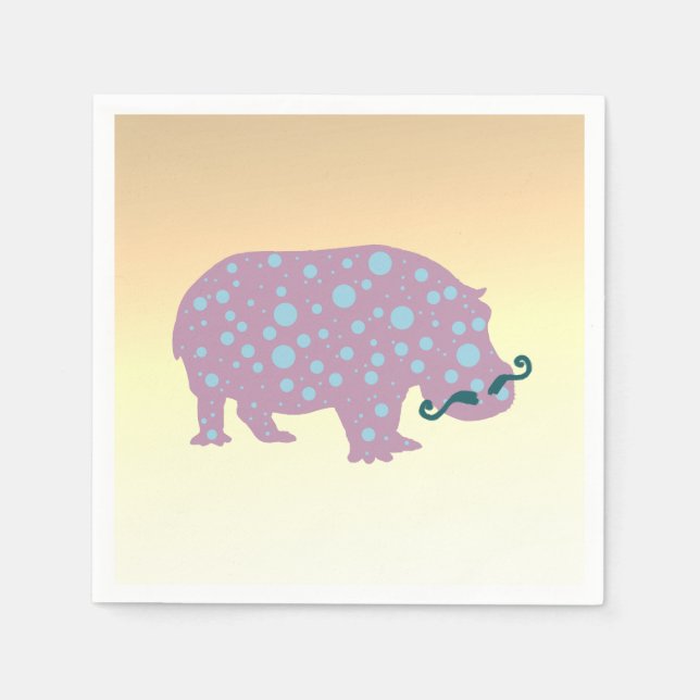 Hippopotamus Standard Cocktail Papier Napkins Serviette (Vorderseite)