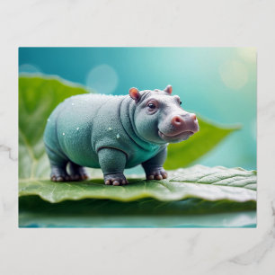 Hippopotamus Tierspass Miniaturgröße Fantastisch Folien Feiertagspostkarte