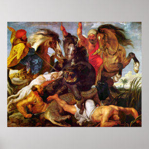 Hippopotamus-und Krokodil-Jagd, Peter Paul Rubens Poster