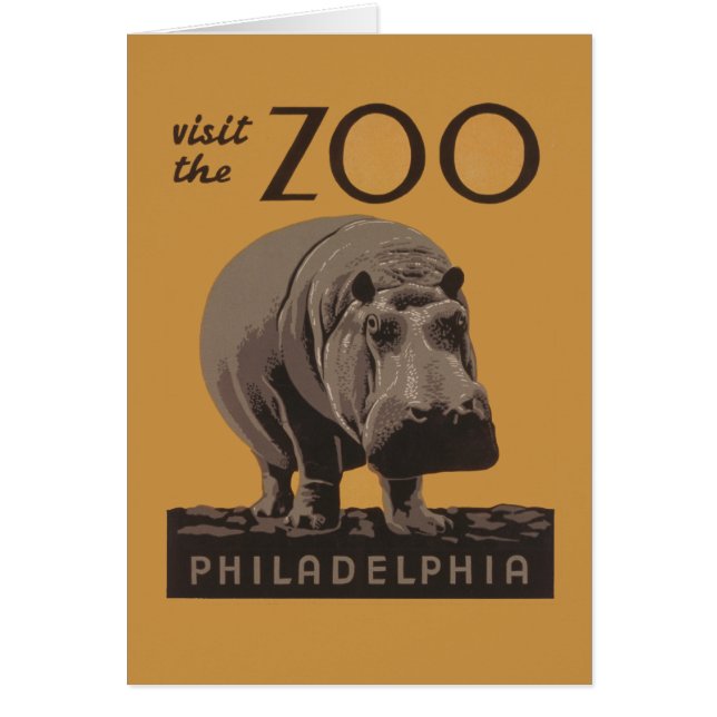 Hippopotamus Vintages Nilpferd-Zooposter wpa (Vorne)