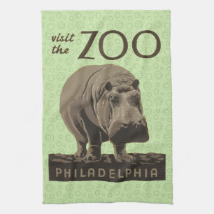 Hippopotamus Vintages Nilpferd-Zooposter wpa Handtuch
