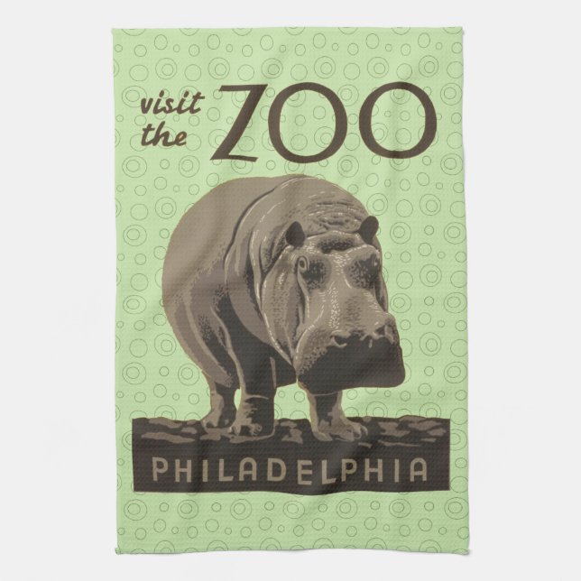 Hippopotamus Vintages Nilpferd-Zooposter wpa Handtuch (Vertikal)